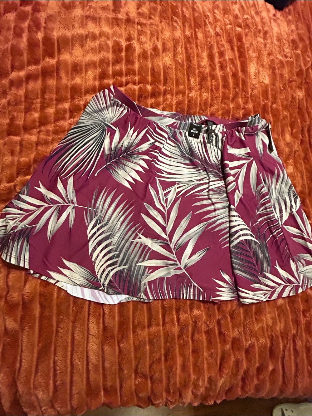 torrid Magenta Tropical Print High-Rise Swim Skirt with Shorts - Picture 3 of 7